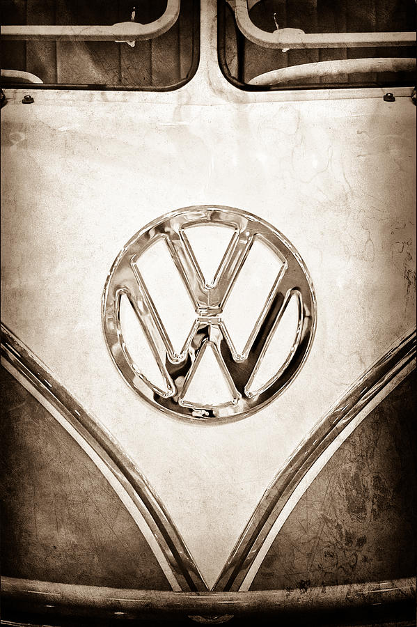 Car Photograph - 1965 Volkswagen Vw Samba Bus Emblem #2 by Jill Reger