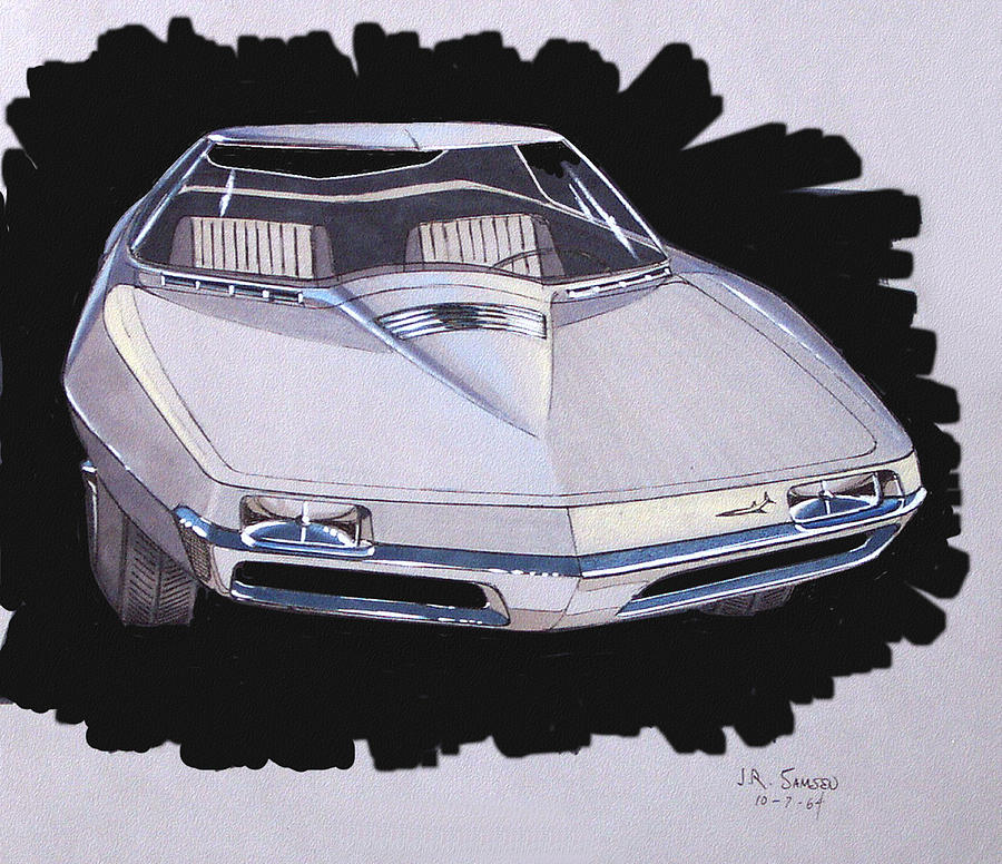 Car Concepts Drawing - 1967 BARRACUDA  Plymouth vintage styling design concept rendering sketch #2 by John Samsen