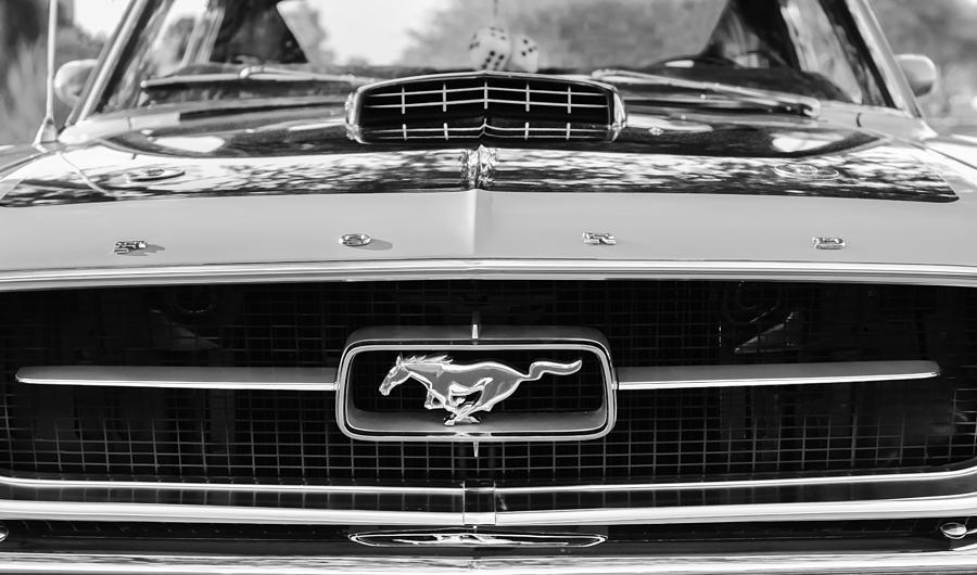 Car Photograph - 1967 Ford Mustang Grille Emblem #2 by Jill Reger