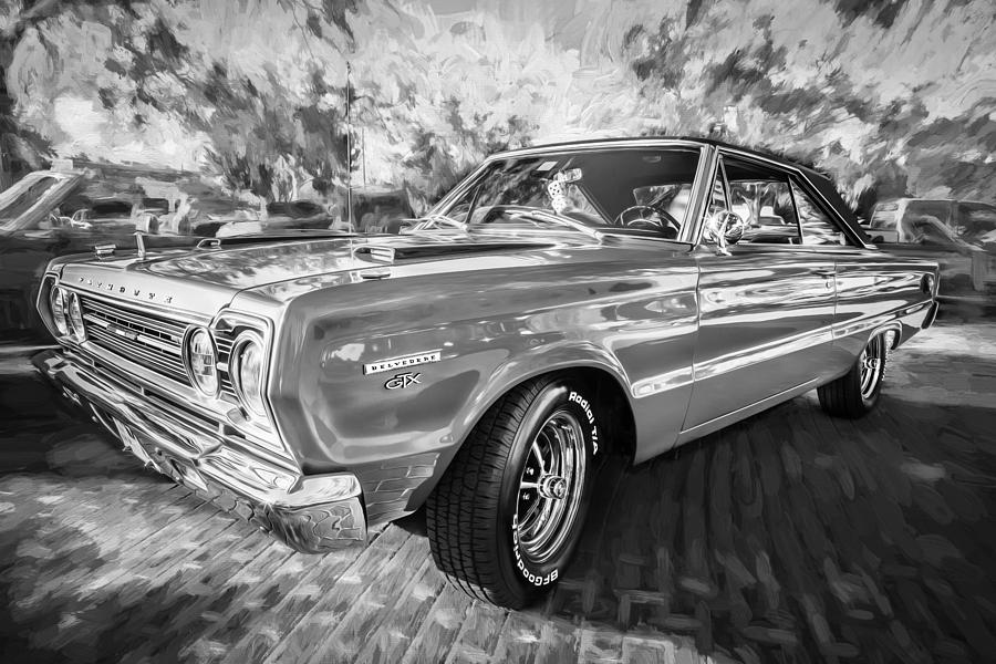 1967 Plymouth Belvedere GTX 440 Painted BW #2 Photograph by Rich Franco