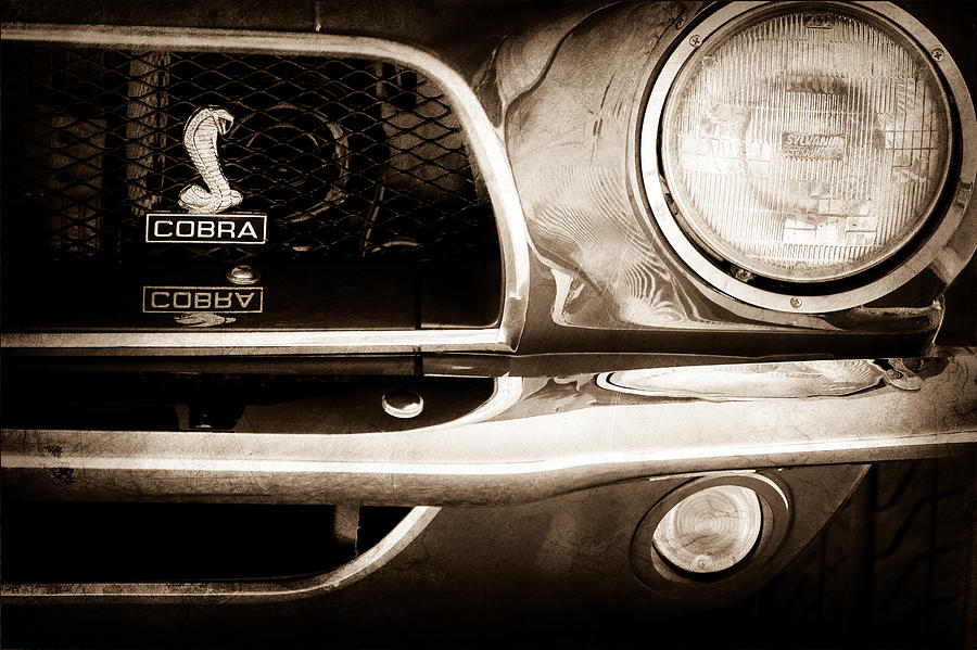 Car Photograph - 1968 Ford Mustang Fastback 427 CI Cobra Grille Emblem #2 by Jill Reger