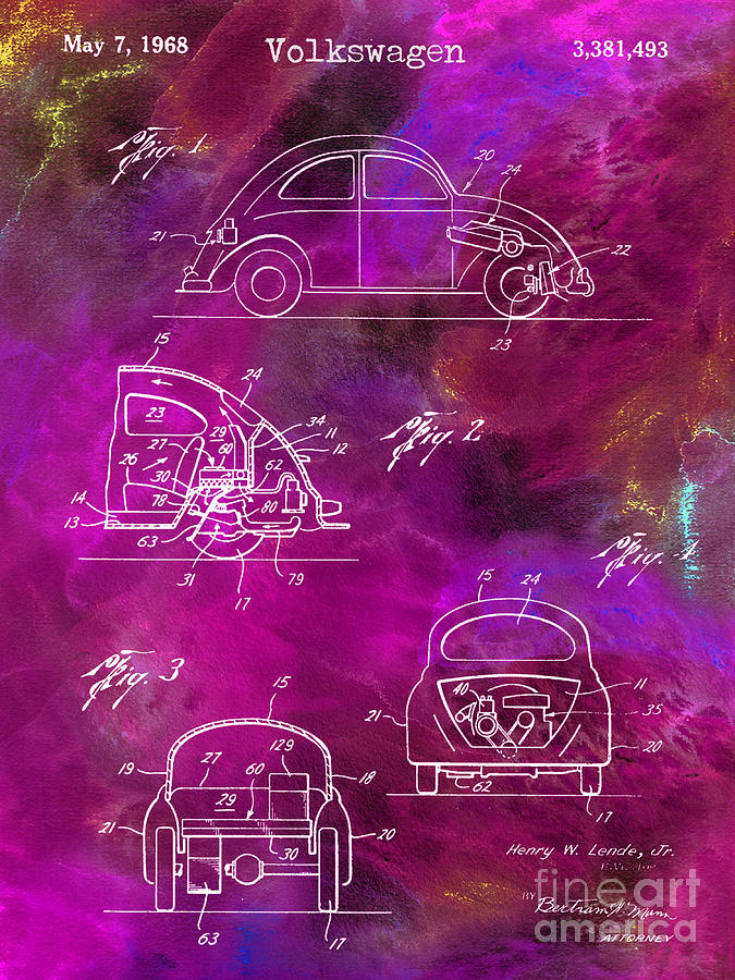 Vw Photograph - 1968 Vw Patent Drawing by Jon Neidert Vw Photograph - 1968 Vw Patent Drawing by Jon Neidert