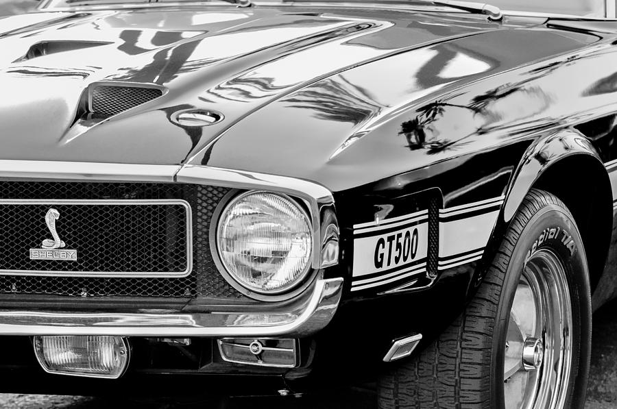 Cobra Photograph - 1969 Shelby Cobra GT500 Front End - Grille Emblem #2 by Jill Reger
