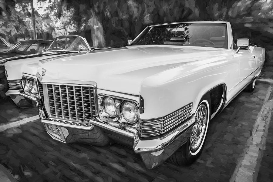 Vintage Photograph - 1970 Cadillac Coupe Deville Convertible Painted BW  #2 by Rich Franco
