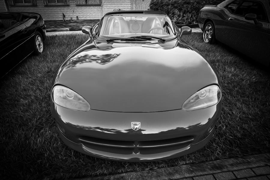 1994 Dodge Chrysler Viper RT10 Painted BW   #2 Photograph by Rich Franco
