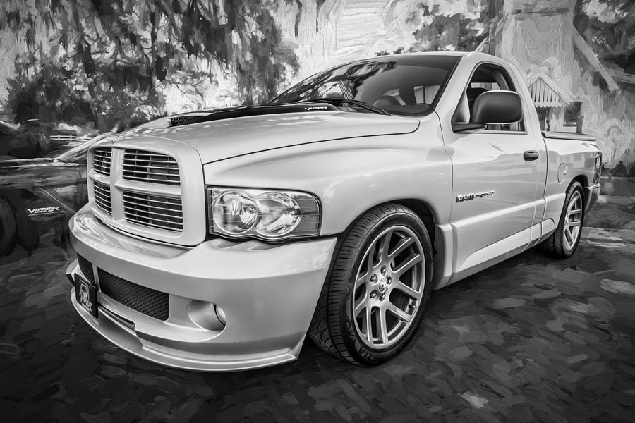 2004 Dodge Ram SRT 10 Viper Truck Painted BW  Photograph by Rich Franco