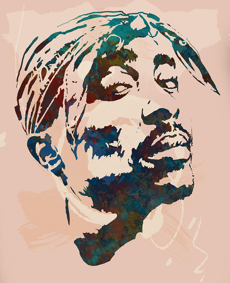 1996 Drawing - 2pac Tupac Shakur stylised pop art poster by Kim Wang
