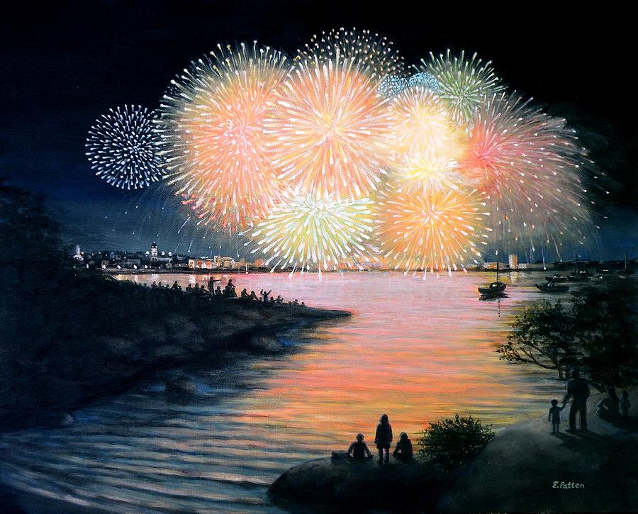 4th of July Gloucester Harbor Painting by Eileen Patten Oliver