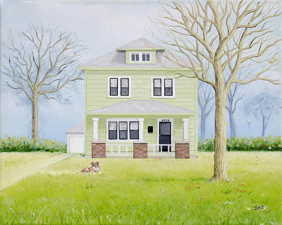 Architecture Painting - 55th Street House by Christine Belt