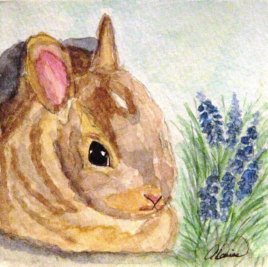 A Baby Bunny Painting by Angela Davies