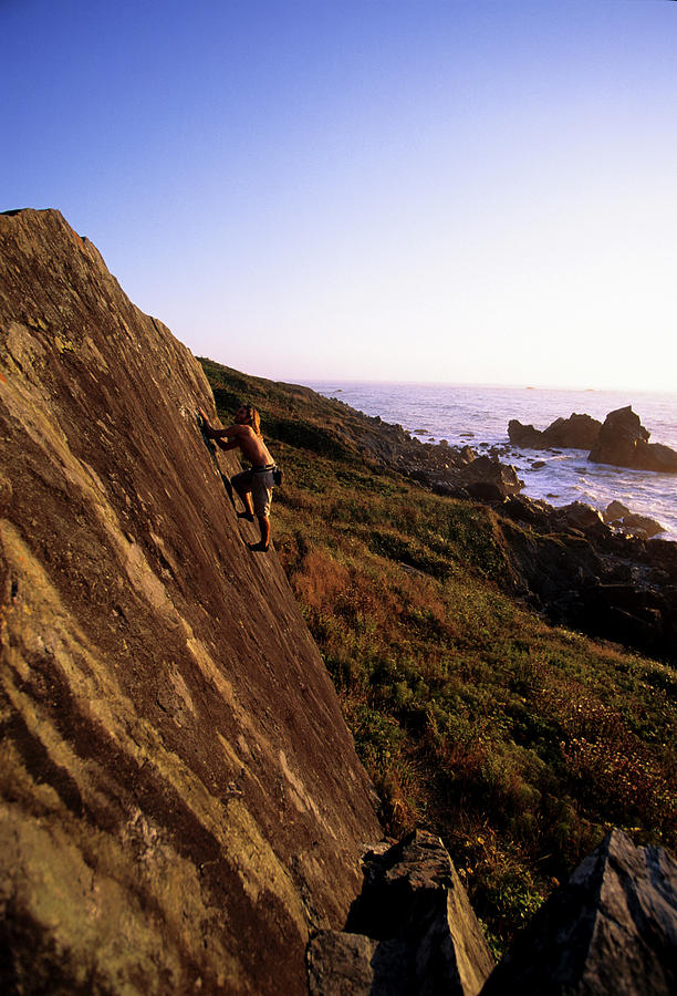 A Man Is Bouldering Near The Ocean #2 Photograph by Bennett Barthelemy A Man Is Bouldering Near The Ocean #2 Photograph by Bennett Barthelemy