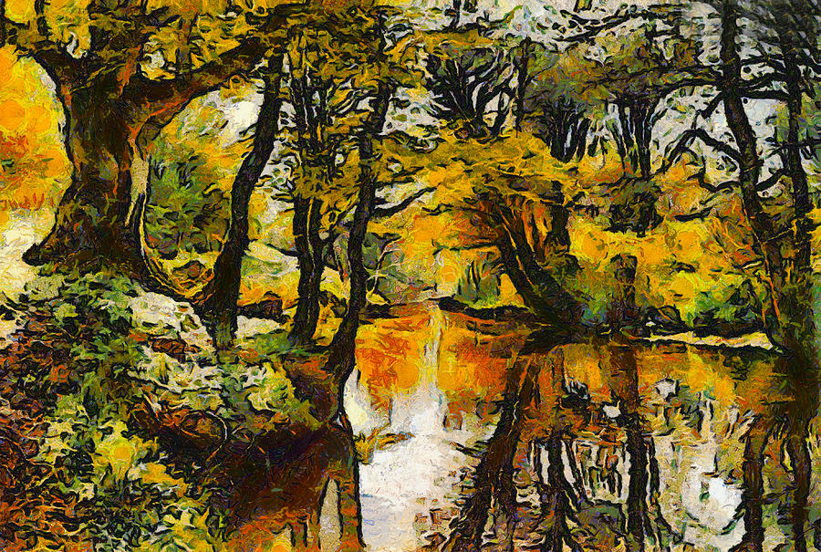 A River Landscape In Springtime Digital Art by Peder Mork Monsted