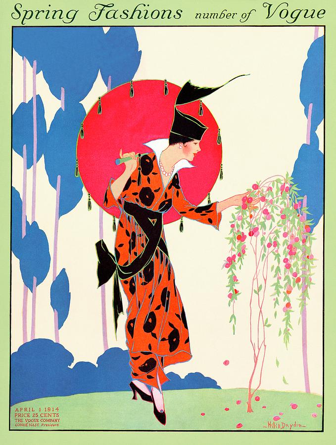 A Vogue Cover Of A Woman With A Parasol #2 Photograph by Helen Dryden