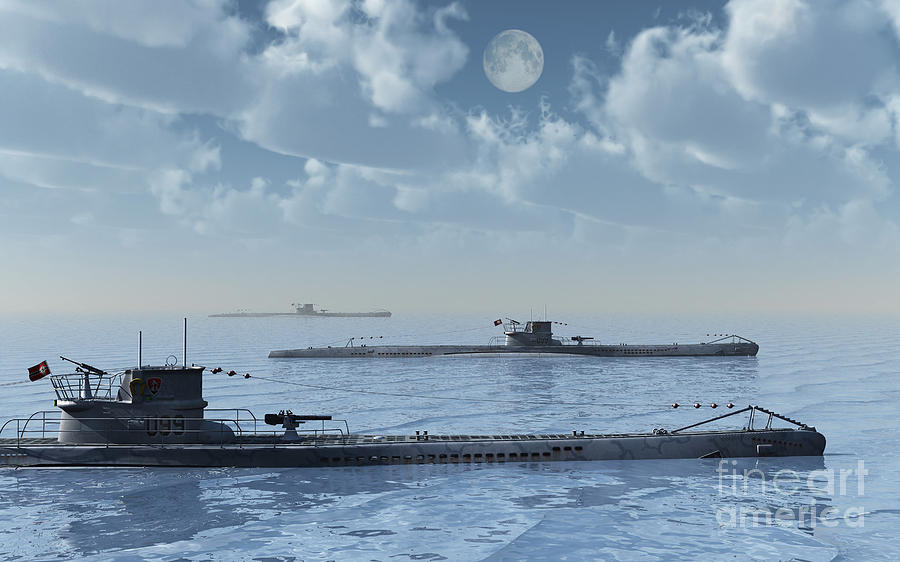 A Wolfpack Of German U-boat Submarines Digital Art