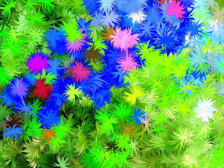Abstract Painting - Abstract Colorful Wild Flowers #3 by Bruce Nutting