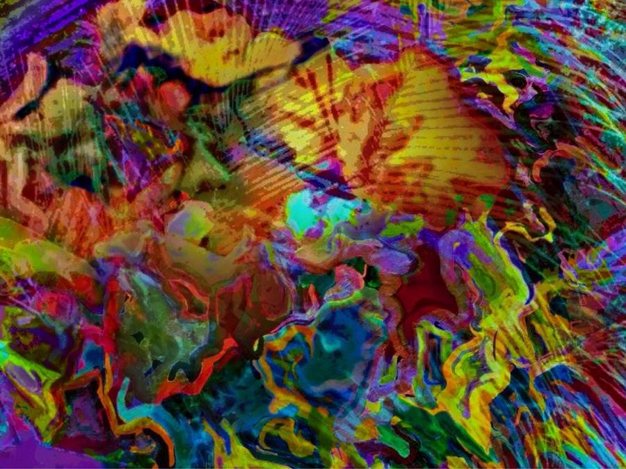 H Abstract Fronds in Jewel Tones - Horizontal Digital Art by Lyn Voytershark