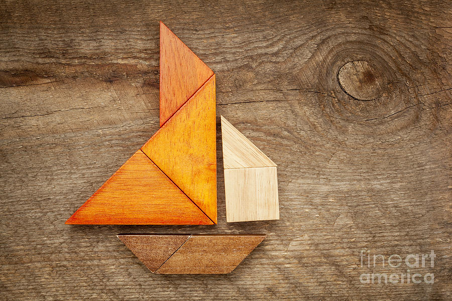 Abstract Sailboat From Tangram Puzzle #2 Photograph by Marek Uliasz