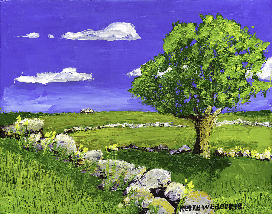 Tree In Maine Blueberry Field Painting by Keith Webber Jr