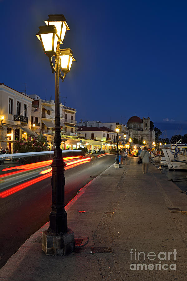 Aegina port during dusk time #4 Photograph by George Atsametakis