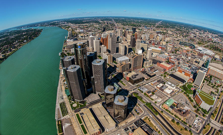 Aerial View Of Detroit Skyline, Wayne #2 Photograph by Panoramic Images