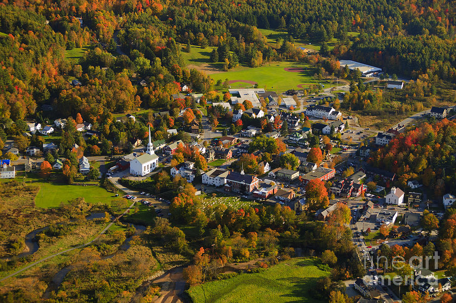 Aerial view of rural Vermont town. #2 Photograph by Don Landwehrle