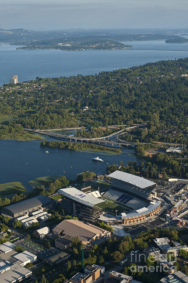 Aerial view of the new Husky stadium #2 Photograph by Jim Corwin