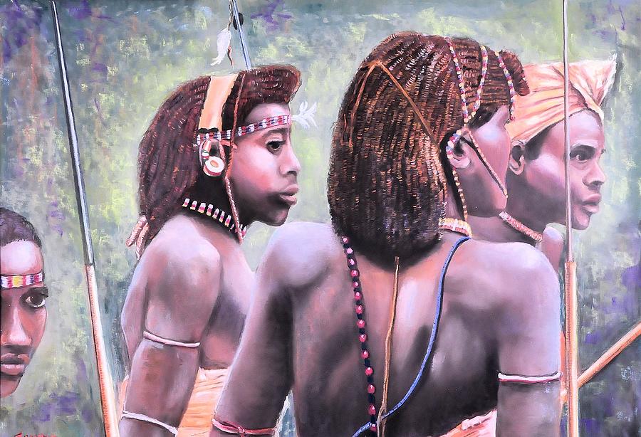 Jungle Painting - African Friends by JAXINE Cummins