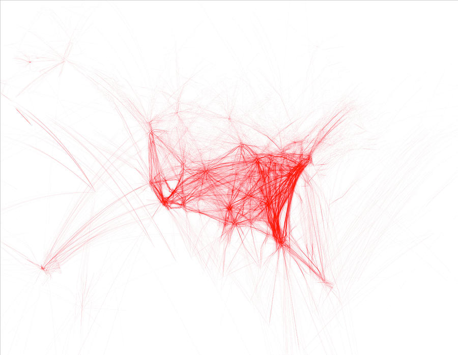 Transportation Photograph - Air Traffic Visualisation #2 by Aaron Koblin/science Photo Library