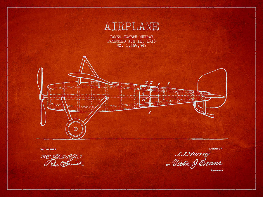 Vintage Digital Art - Airplane Patent Drawing from 1918 #4 by Aged Pixel