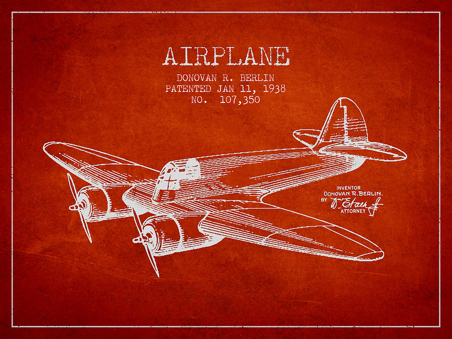 Vintage Digital Art - Airplane patent Drawing from 1938 #3 by Aged Pixel