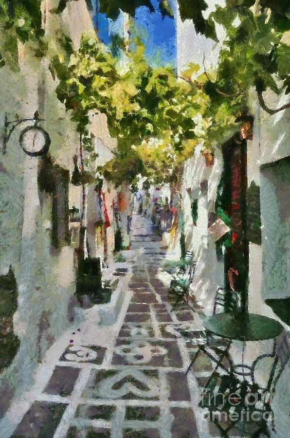 Alley in Ios town #4 Painting by George Atsametakis