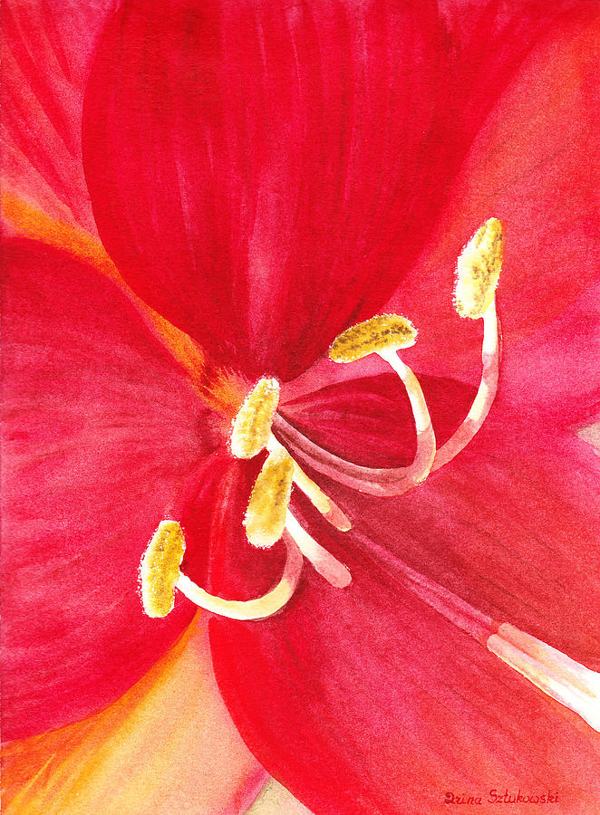 Amaryllis Flower #1 Painting by Irina Sztukowski