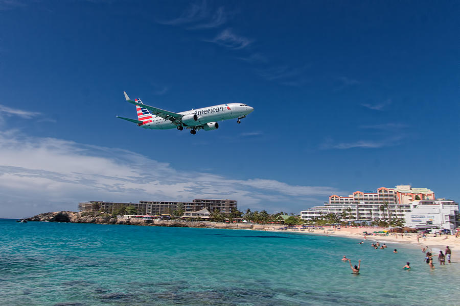 American Airlines at St Maarten #2 Photograph by David Gleeson