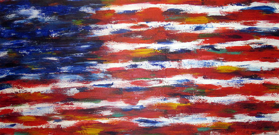American Flag Abstract Original Painting Expressionism Modern