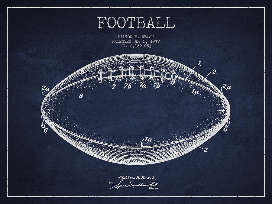 American Football Patent Drawing From 1939 Digital Art