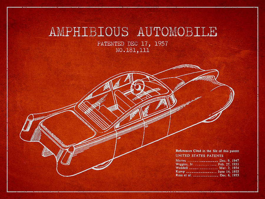 Vintage Digital Art - Amphibious automobile Patent from 1957 #3 by Aged Pixel