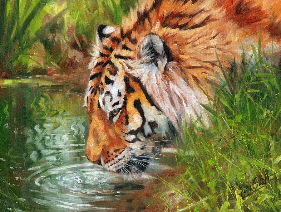 Amur Tiger #1 Painting by David Stribbling