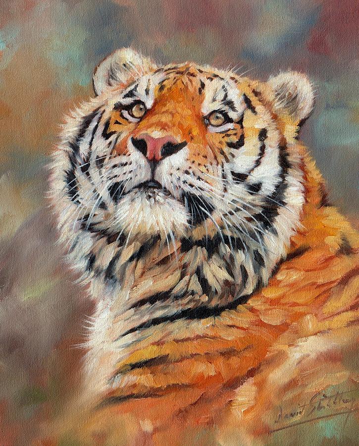 Amur Tiger Painting #2 Painting by David Stribbling