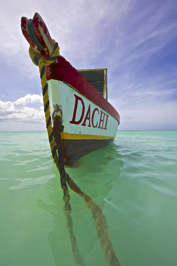 Anchored Colorful Fishing Boat of Aruba II Photograph by David Letts