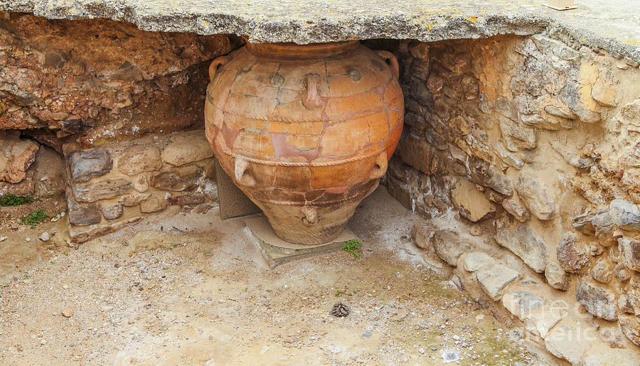 Ancient Minoan Jars At Phaistios In Greece Photograph