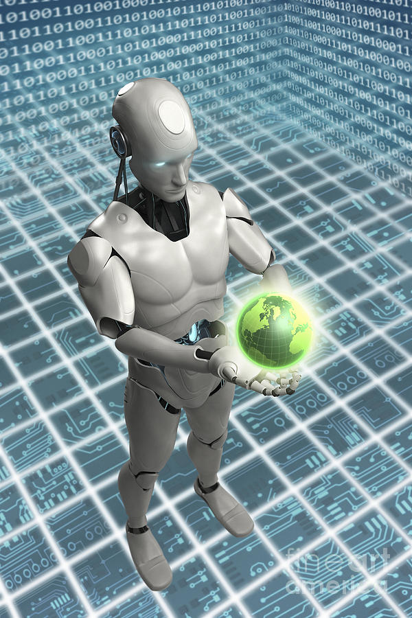 Android Holding Globe Photograph by Science Picture Co - Fine Art America