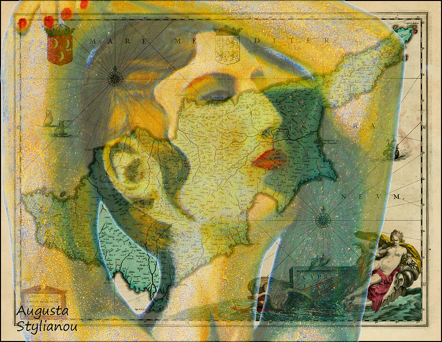 Aphrodite and Ancient Cyprus Map #2 Digital Art by Augusta Stylianou