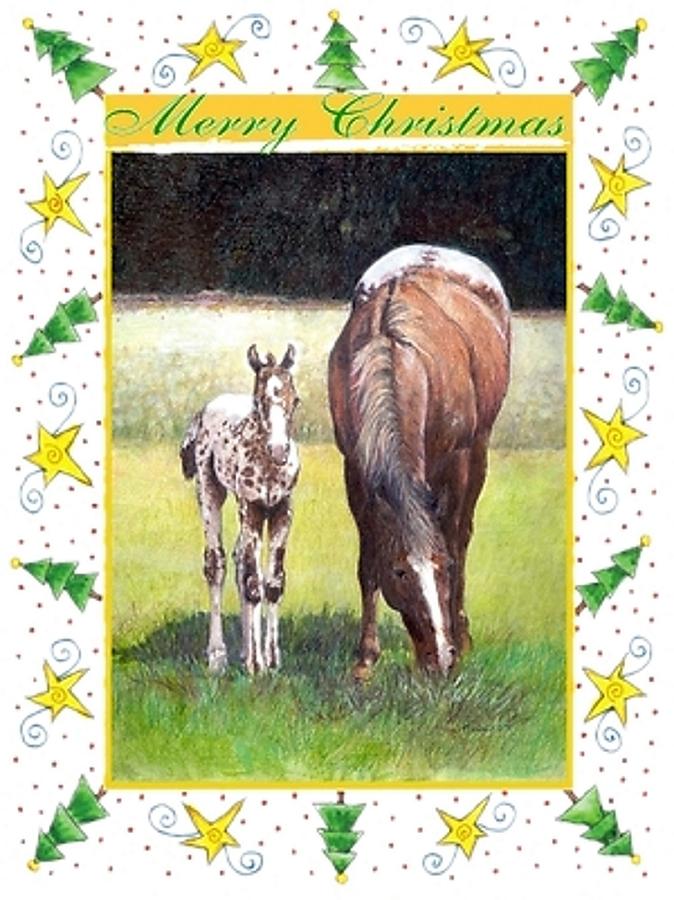 Appaloosa Horse Blank Christmas Card #2 Drawing by Olde Time  Mercantile