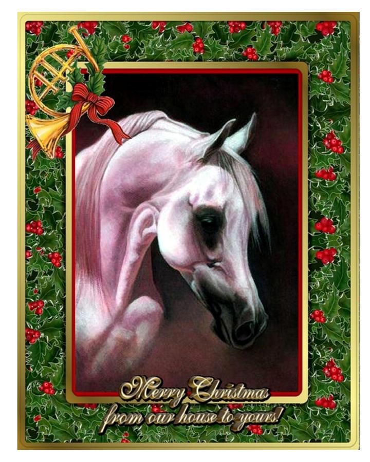 Arabian Horse Blank Christmas Card #2 Painting by Olde Time  Mercantile