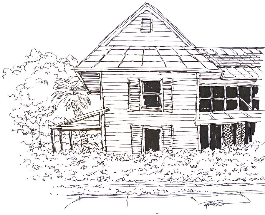 Arcadia Florida Old House #2 Drawing by Robert Birkenes