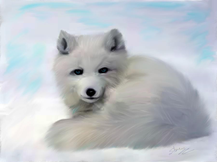 Arctic Fox Painting by Shere Crossman