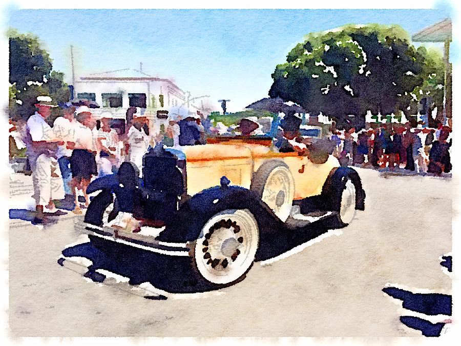 Watercolour Photograph - Art Deco Car #2 by Raewyn Forbes