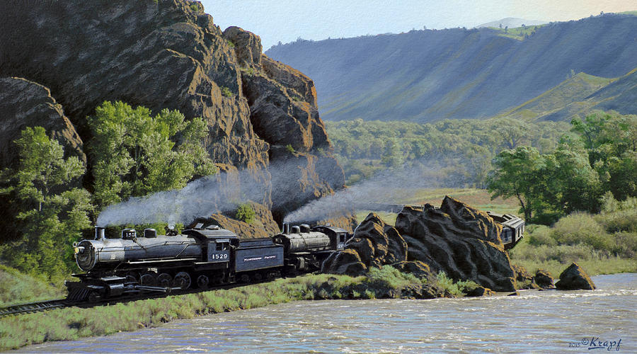 Steam Engines Painting - At Point of Rocks-Bound for Yellowstone by Paul Krapf