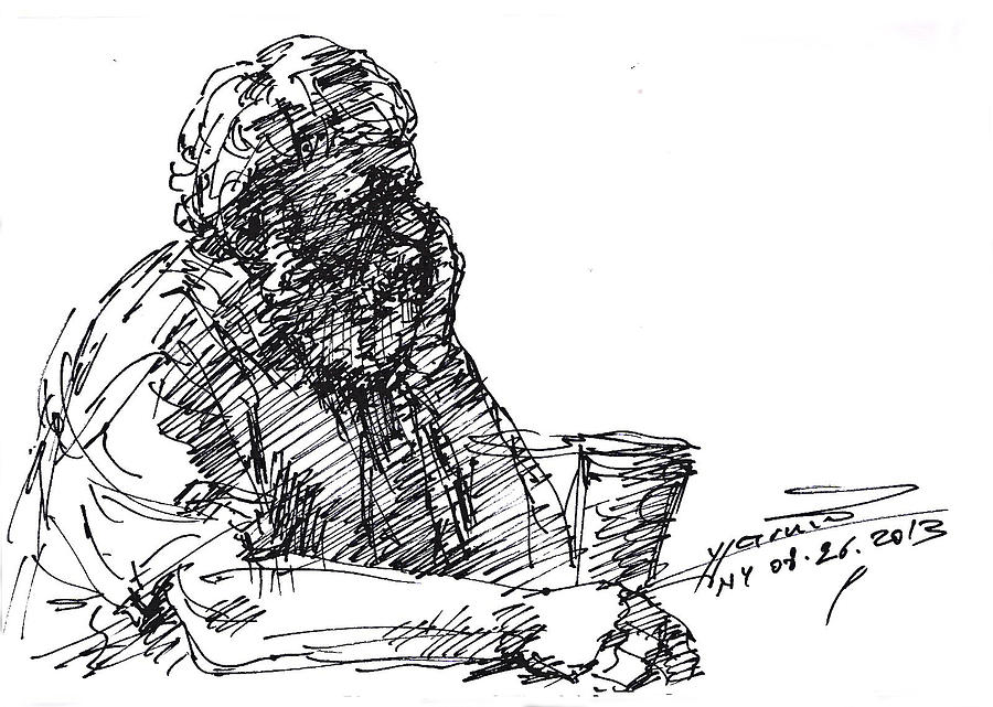 Man Drawing - At Tim Hortons #2 by Ylli Haruni