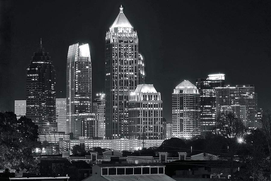 Atlanta Photograph - Atlanta Black and White Night #1 by Frozen in Time Fine Art Photography